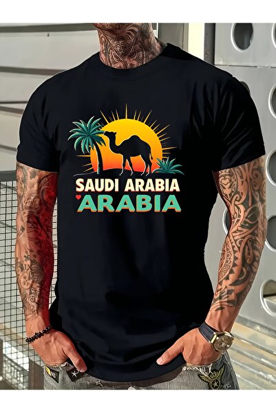 yiou trendy clothing تي شيرت رجالي سعودي بتصميم جرافيك - تي شيرت أسود بتصميم ...