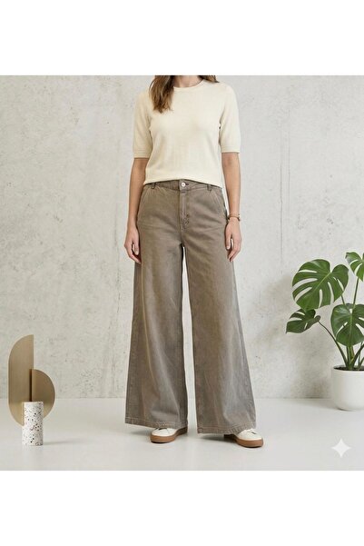 Blues Outlet Γυναικείο τζιν παντελόνι μάρκας Palozzo - Καφέ