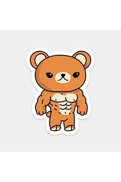 The Sticker Story. Muscular Teddy Bear Sticker