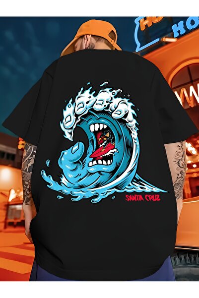 yiou trendy clothing تي شيرت رجالي صيفي مطبوع - تصميم مميز بطباعة أمواج، تي ش...