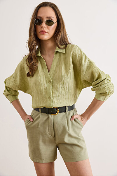 Olalook Γυναικείο πουκάμισο Boyfriend με λαιμόκοψη V και φυσούνα στην πλάτη σ...