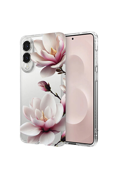 bestcase Противоударен калъф за Samsung Galaxy S25 Edge, Флорален - Розова ма...