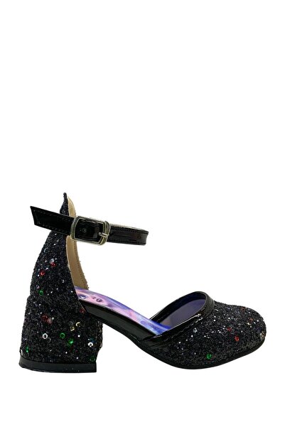Tuğba Ortopedi 312 Κοριτσίστικα βραδινά παπούτσια με τακούνι και μαύρες παγιέτες
