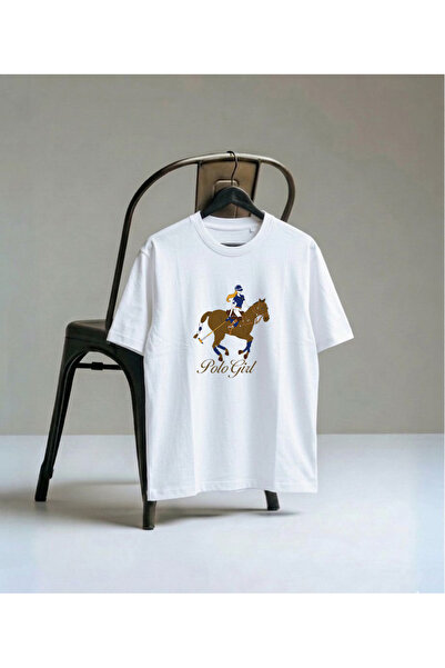 LORVEX Polo Girl Equestrian Digital Printed Oversize T-Shirt για ενήλικες Βαμ...