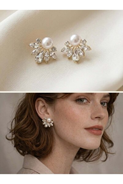 Retrobird Design Vintage Style Earrings Women's Pearl - Gold Color