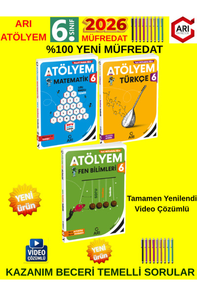 Arı Yayıncılık Arı Yayınları 2026 6.Sınıf Atölyem 3'lü Set %100 Yeni Müfredat...