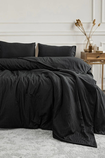 moon secret tekstil Satin Duvet Cover Set Double Size Elastic Fitted Sheet
