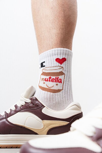 Respire Unisex μακριές κάλτσες με στάμπα σοκολάτας λευκές