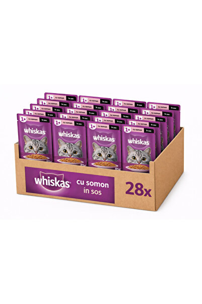 Whiskas Hrana Pisici Adulte 1an+ Somon In Sos 85gr 28/bax