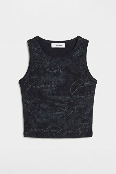 it's basic Women's Black Anthracite W5 Crop Special Printed Washable Fabric D...