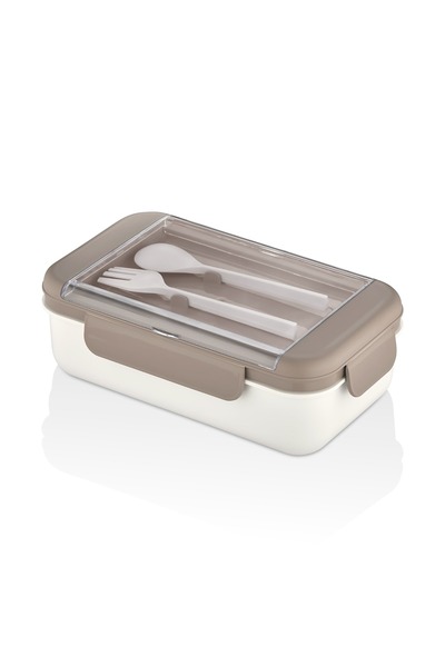 Lemmoni Qlux Taşınabilir Lunch Box 2 Bölmeli Beslenme Kabı Çatal Kaşıklı 1100ml