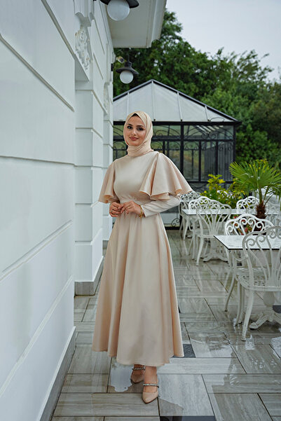 MOOLİSA Λιτό βραδινό φόρεμα - Μπεζ - Maxi