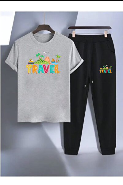 Joetsu Travel Printed T-Shirt - Jogger T-Shirt Crew Neck Bottom Top Tracksuit...