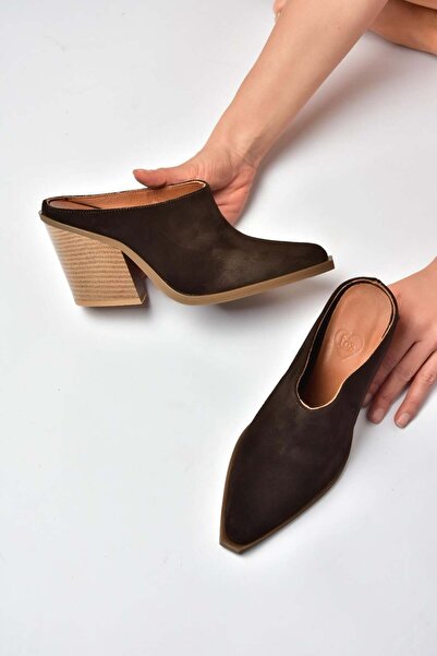 Fox Shoes U654806102 Καφέ Γνήσιο Δερμάτινο Σουέντ Δυτικά Παπούτσια με Τακούνι