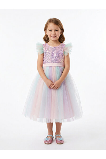 Cortigiani Girls Party Dress Frill Sleeve
