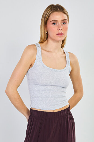 BARRELS AND OIL Γυναικείο κορμάκι με χοντρές τιράντες - Χιονισμένο Μελανζέ