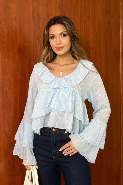 Butik Modana Tül Fırfırlı Bluz
