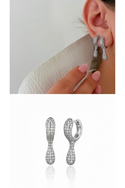 H&S AKSESUAR Special Design Zircon Stone Drop Earrings