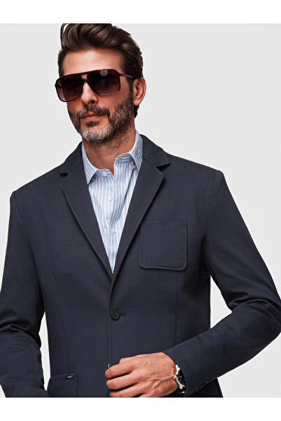 OMBRE Men's Jacket M165 - Modern, Slim Fit Navy Blue