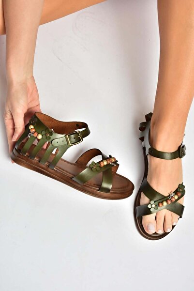 Fox Shoes Y390360203 Green Genuine Leather Women's Sandals