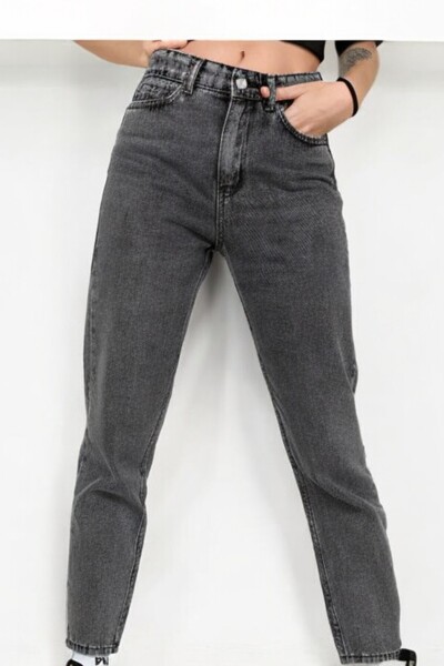 Livik Γυναικείο τζιν παντελόνι Boyfriend με ψηλή μέση από λύκρα, καπνιστό