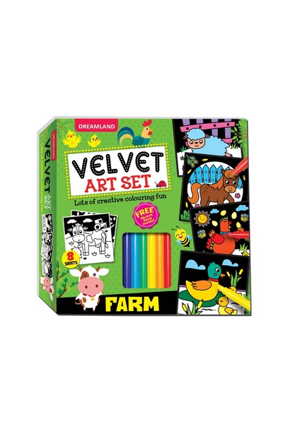 Dreamland Publications Farm - Velvet Art Set With 10 Free Sketch Pens