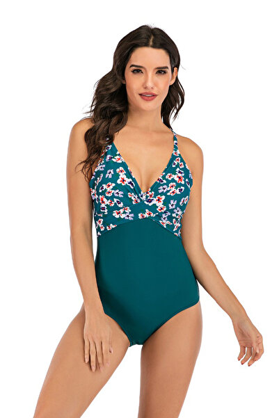 EFAYN.RO Costum de baie dama, o piesa, clasic cu croi chic, model floral, M3,...