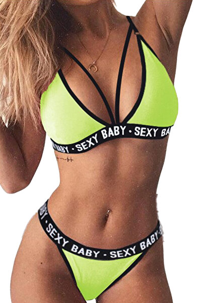 EFAYN.RO Costum de baie dama, verde, 2 piese, sexy baby, slip tanga si sutien...