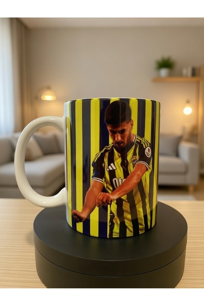 BARDART SARI LACİVERT EL MATADOR FUTBOLCU TEMALI PORSELEN KUPA BARDAK