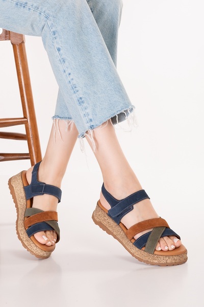 Gondol Γυναικεία πέδιλα καθημερινά με χοντρή σόλα από γνήσιο δέρμα, μοντέλο i...