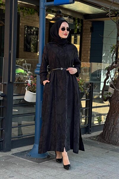 Nurcan Çetin 26107 فستان كامل الطول بحزام خصر