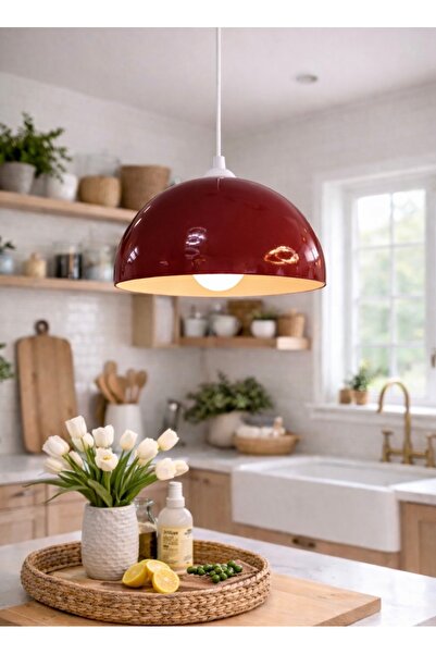 Mon Chevalon Jersey Sarkıt Avize E-27 Duy Bordo Metal Gövde 25cm Çap