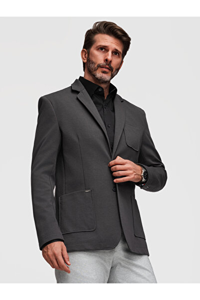 OMBRE Men's Jacket M165 - Modern, Slim Fit Dark grey