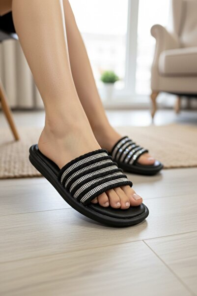 enoch Women's Orthopedic Slippers with Wicker Weave and Crystal Stone Stripes