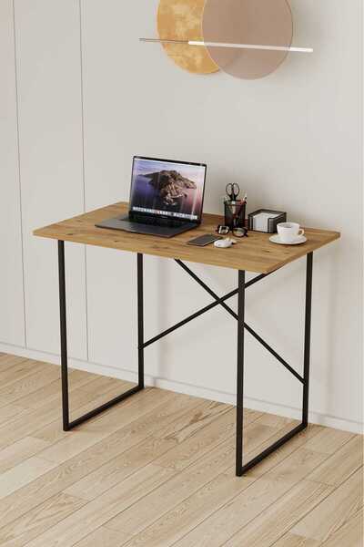 WOODENSA Çalışma Masası 90x60 Cm - Siyah Profil Çam Sunta