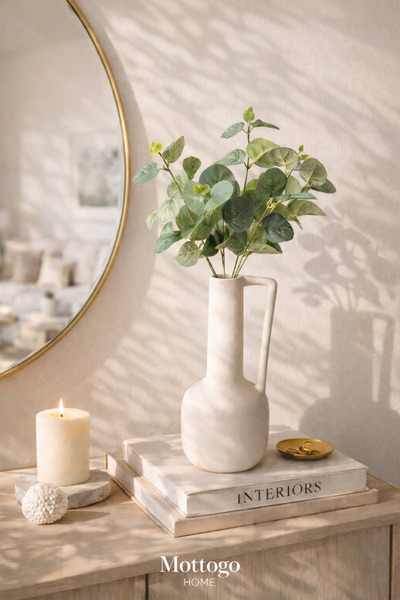 Mottogo Κεραμικό βάζο με κλαδιά ευκαλύπτου, διακοσμητικό σετ βάζων, μοντέρνα ...