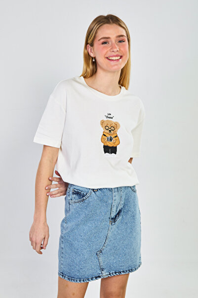 BARRELS AND OIL Γυναικείο μπλουζάκι με στάμπα αρκούδας στο μπροστινό μέρος - ...