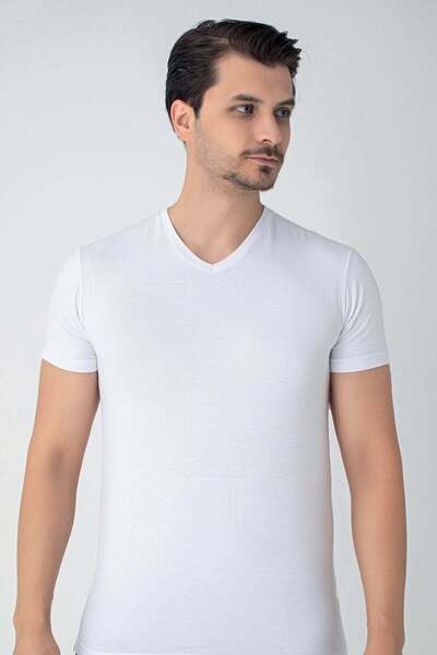SENFONİ Organic Bamboo V-Neck Short Sleeve Men's Undershirt