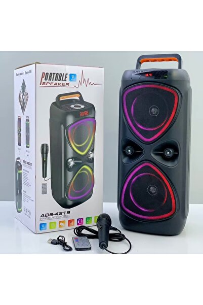 BETWEEN ABS-4219 LED Işıklı Bluetooth Party Hoparlör Mikrofon Kumanda FM Rady...