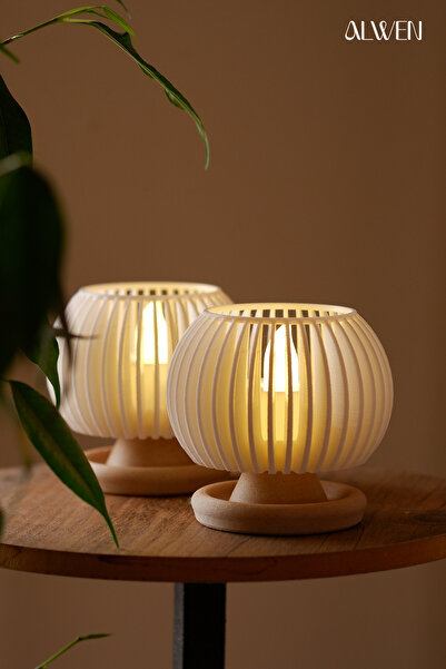Alwen ORİON V2 | Dekoratif Led Tealight Mumluk | Masaüstü Aydınlatma | 2'li S...