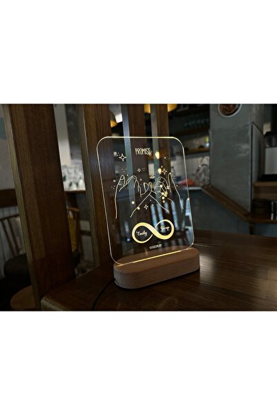 PETRADESIGN Sevgiliye Özel Ahşap Gece Lambası - USB Kablolu Masa Üstü Dekorat...