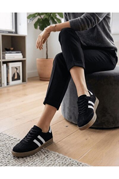 potinonline 810 Γυναικεία παπούτσια sneaker από γνήσιο δέρμα σουέντ με ρίγες ...