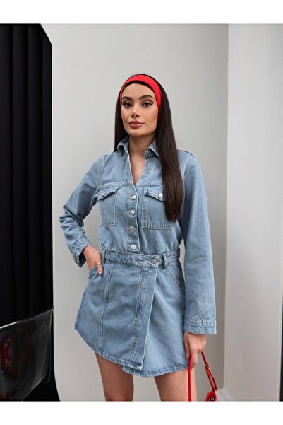 ESRAHELVACI Φόρεμα - Μπλε - Ασύμμετρη