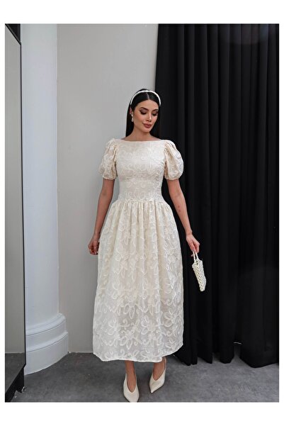 ESRAHELVACI Φόρεμα - Κρέμα - Φουσκωτή φούστα