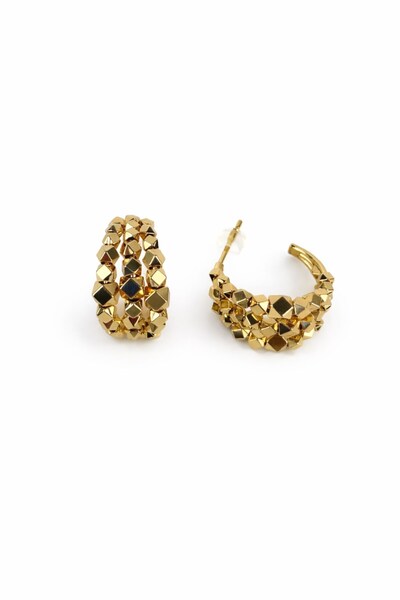 Sacha Accessories Dorika Topçuklu Yarım Halka Küpe