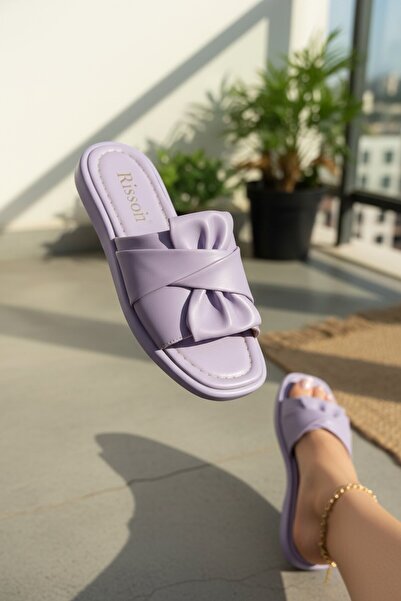 enoch Women's Lilac Knot Detailed Cross-Strapped Orthopedic Slippers