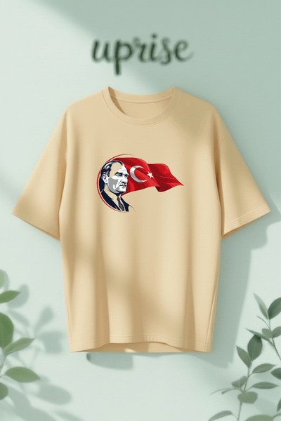 Vordevia Flag Ataturk Printed Cotton Oversize T-Shirt