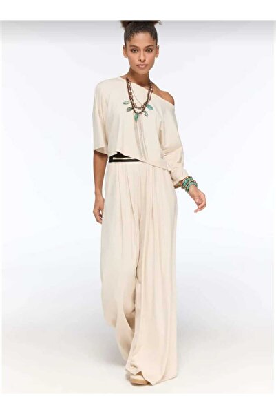 Minası Butik LAMANTE NAKIŞLI CROP BLUZ BEJ