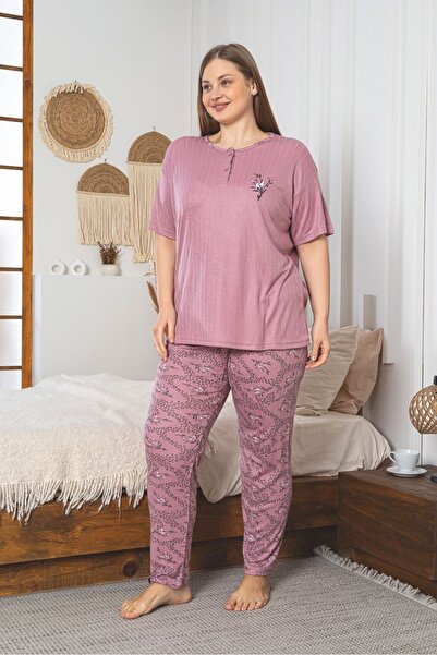 Glisa Ribbed Viscose Comfortable Soft Short Sleeve Summer Plus Size Women's P...