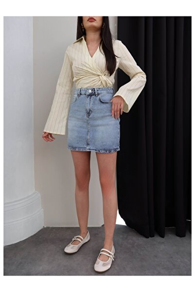 ESRAHELVACI Denim Mini Skirt with Pockets